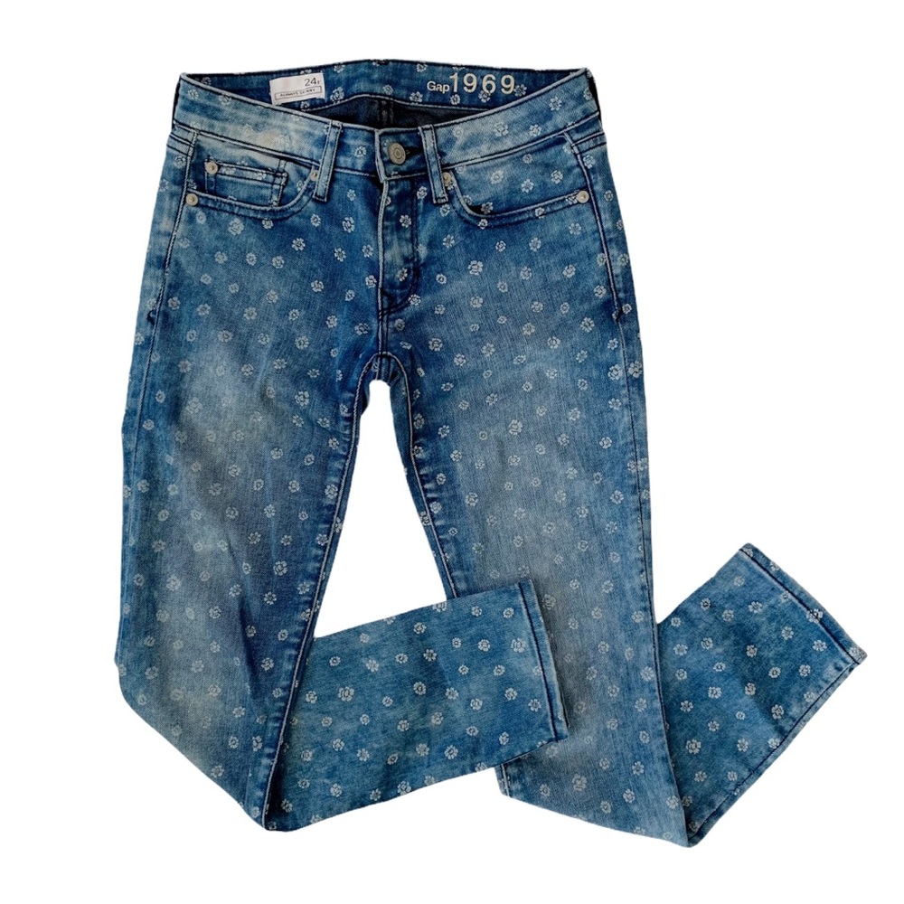 Gap 1969 crop floral always skinny jeans size 24R